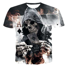 Load image into Gallery viewer, 2020 Summer New Men's T-shirt 3D Skull &amp; Poker Fashion Short-sleeved Tops Street Round Neck T-shirt Unisex Casual T-shirt
