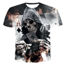 Load image into Gallery viewer, 2020 Summer New Men's T-shirt 3D Skull &amp; Poker Fashion Short-sleeved Tops Street Round Neck T-shirt Unisex Casual T-shirt
